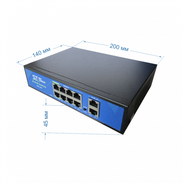 8-канальный коммутатор до 90Вт (PoE++) ST-S813POE (2M/150W/АB/2BT) PRO