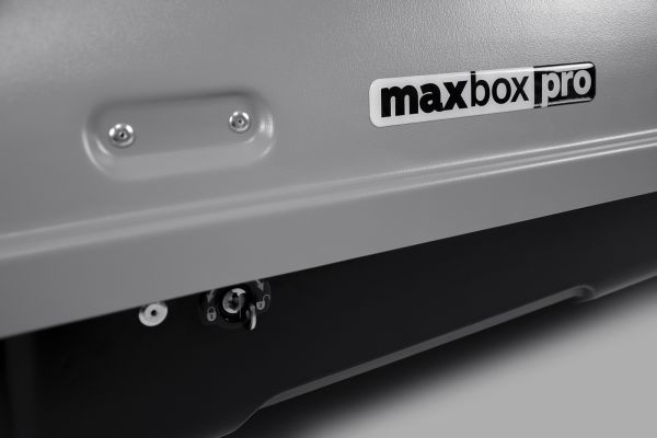 Багажный автобокс на крышу MaxBox PRO 380 (Компакт Плюс) с замком серый 159*79*43 см одностороннее открывание