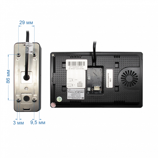 Домофон ST-MР300/7 с WiFi (Tuya) серия «Земля» черный