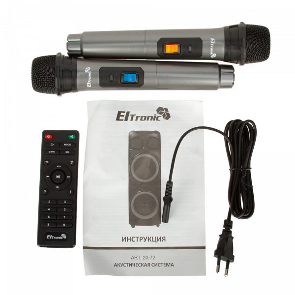 Акустическая колонка Eltronic 20-72 Dance BOX 1300 10" с 2 беспроводными микрофонами
