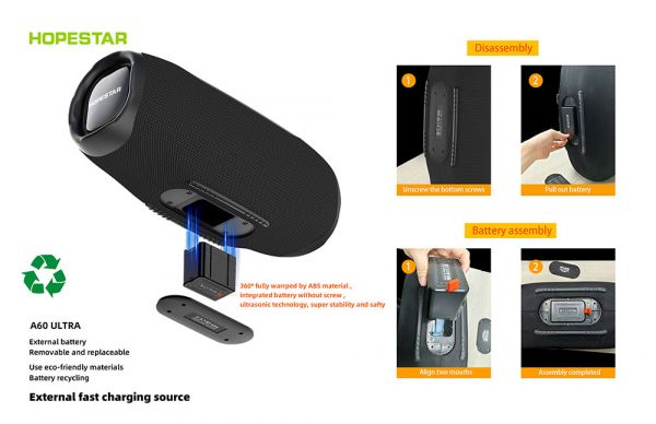 Беспроводная Bluetooth колонка Hopestar A60 ULTRA 450Вт с микрофоном
