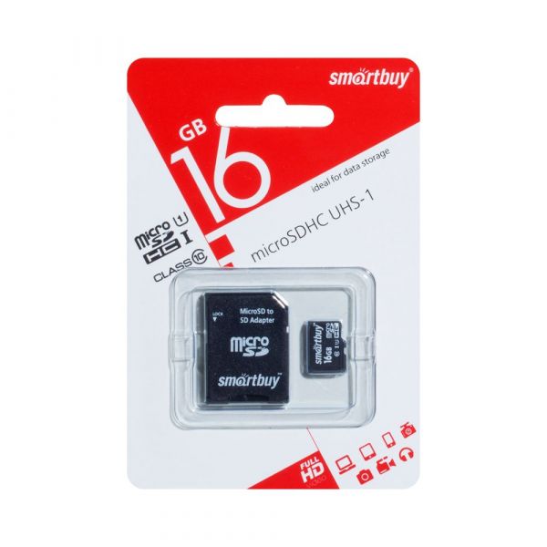 Карта памяти 16GB microSD Class10 SMARTBUY