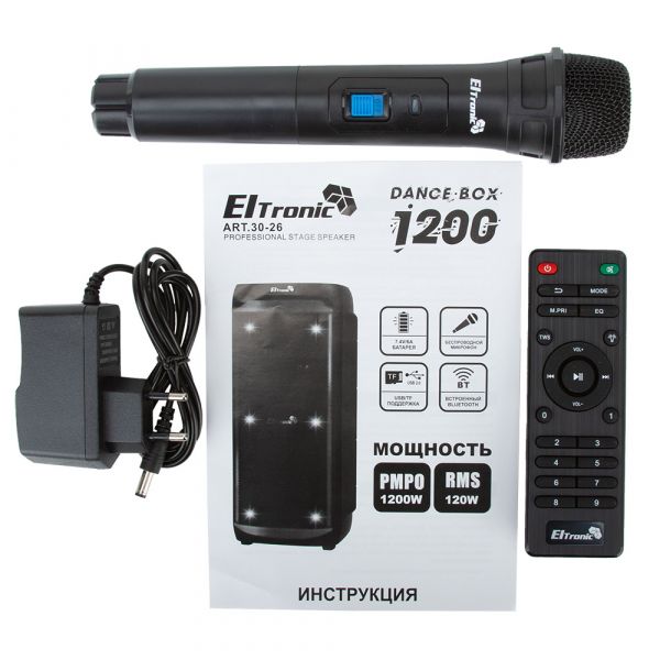 Акустическая колонка Eltronic 30-26 Dance BOX 1200 2x10" с TWS и беспроводным микрофоном