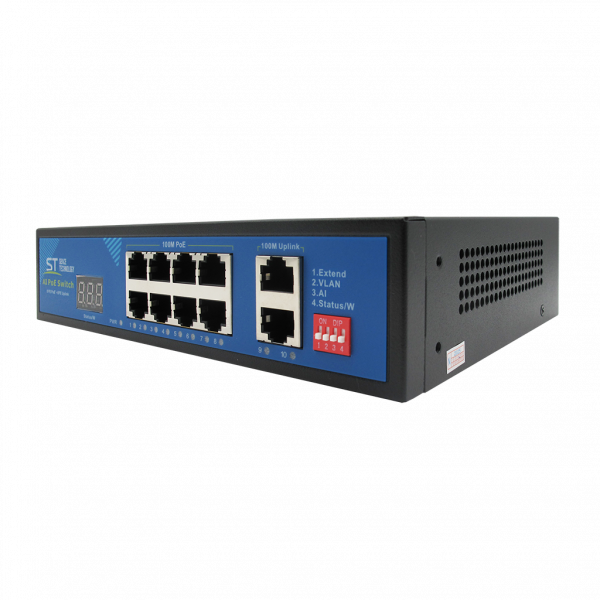 8-канальный коммутатор с экраном индикации нагрузки ST-S812POE (2M/150W/А/SC) PRO