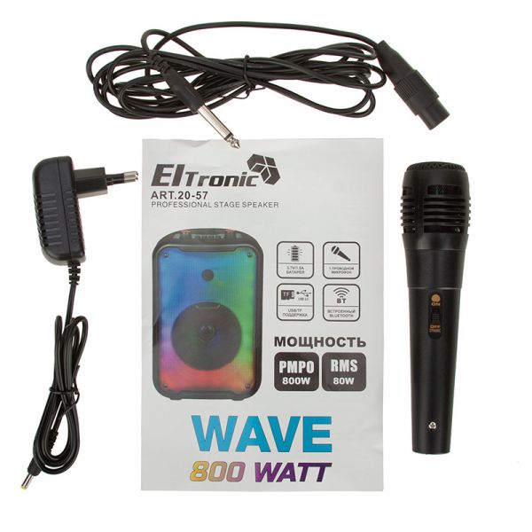 Акустическая колонка Eltronic 20-57 WAVE 800 8" с TWS и микрофоном