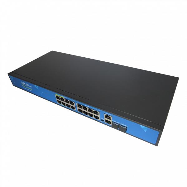 16-канальный POE коммутатор ST-S166POE (16G/2G/2S/300W/АB/4BT) PRO