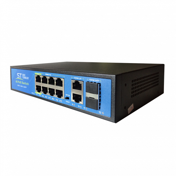8-канальный коммутатор до 90Вт (PoE++) ST-S814POE (8G/2G/2S/150W/АB/2BT) PRO
