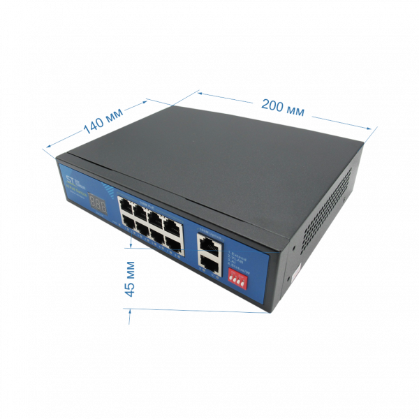 8-канальный коммутатор с экраном индикации нагрузки ST-S812POE (2M/150W/А/SC) PRO