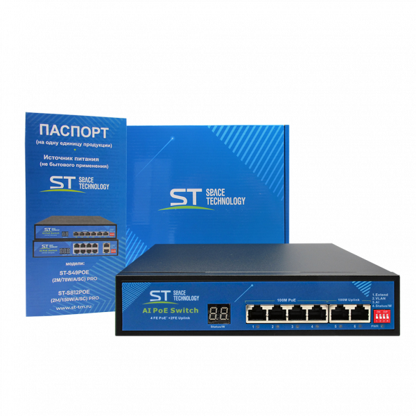 4-канальный коммутатор с экраном индикации нагрузки ST-S49POE (2М/78W/А/SC) PRO