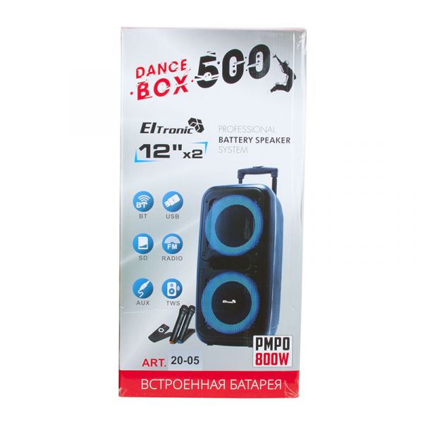 Акустическая система Eltronic 20-05 DANCE BOX 500 с двумя микрофонами