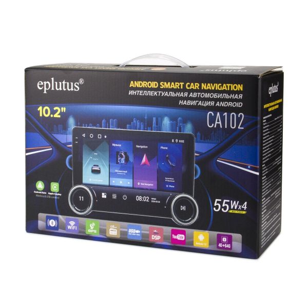 Магнитола 2DIN Eplutus CA102 10.2" OLED 4/64Gb Wi-Fi BT 4G на Android 12