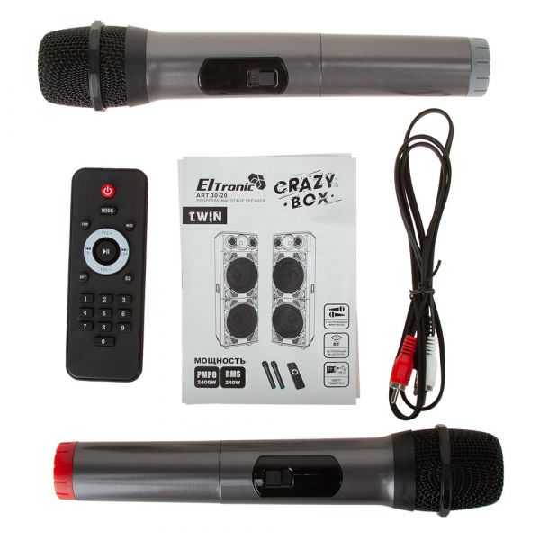 Акустическая система Eltronic 30-20 Crazy Box 120+120Вт 12"x4 с двумя микрофонами