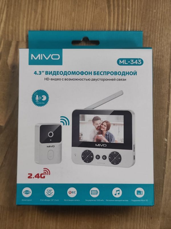 Беспроводной дверной звонок с глазком Mivo ML-343 с записью