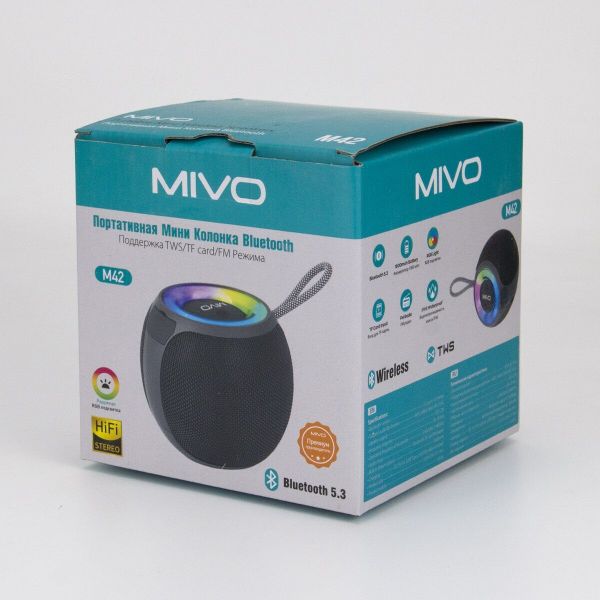 Портативная Bluetooth колонка Mivo M42 12Вт IPX6/RGB/FM