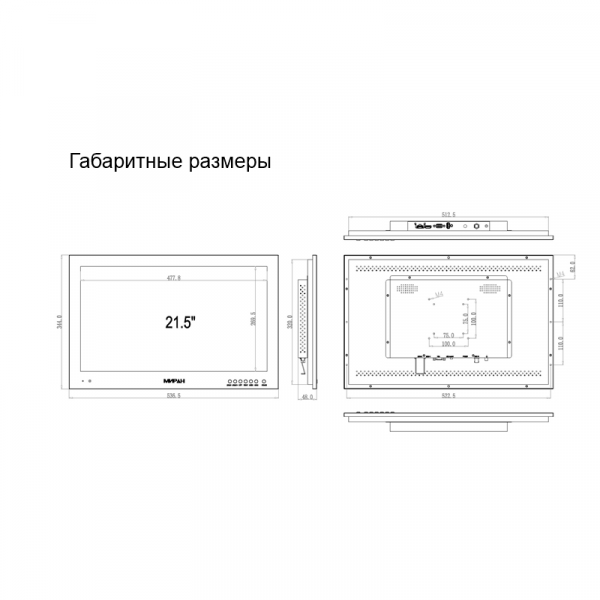 Монитор МИРАН ИВМ-22ЖК 21.5" дюйма (сертификаты РКО, РМРС, СТиС МВД)