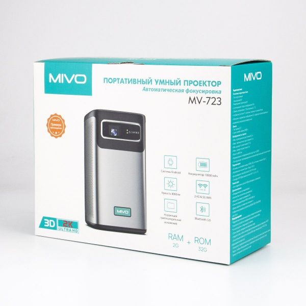 Портативный Smart проектор на Android Mivo MV-723 8000Лм 2K 2/32Gb с WiFi