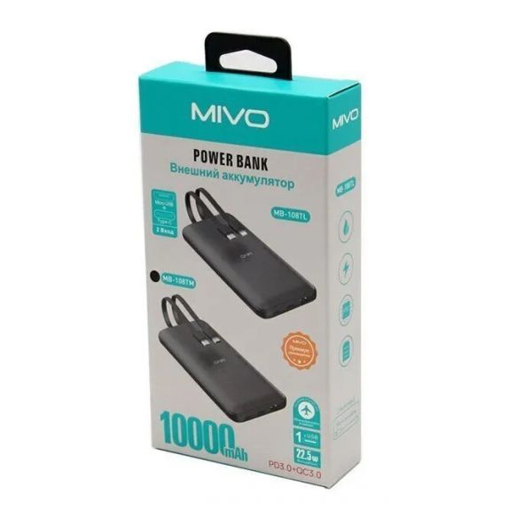 Power Bank 10000mAh Mivo MB-108TM Type-C / Micro USB Внешний аккумулятор