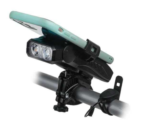 Велосипедный фонарь YYC CD-025 USB со звуковым сигналом и держателем для смартфона