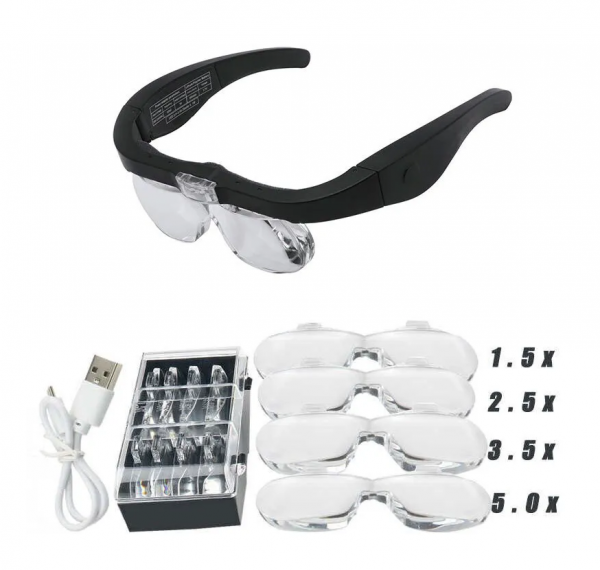 Бинокуляр очки лупа NGY 11537DC LED + АКБ