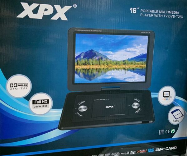 Портативный DVD плеер XPX EA-1668L с цифровым ТВ тюнером (16")