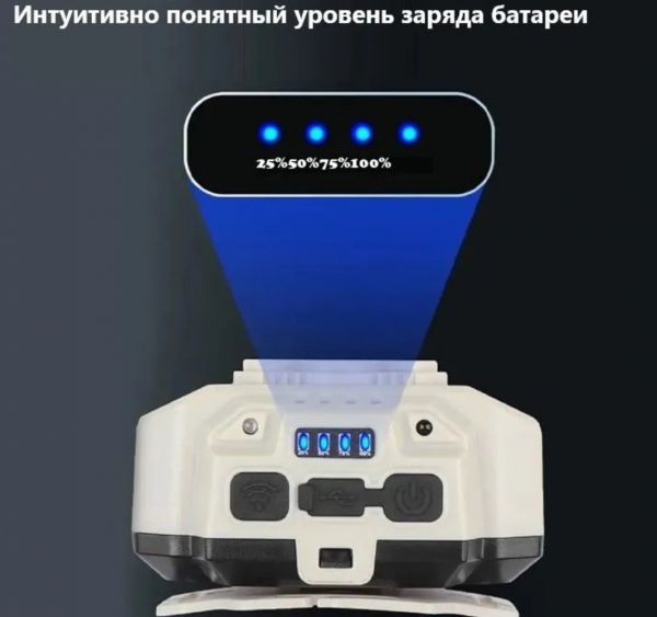 Фонарь налобный аккумуляторный HX-815S с датчиком движения (Type-C / Красный свет)