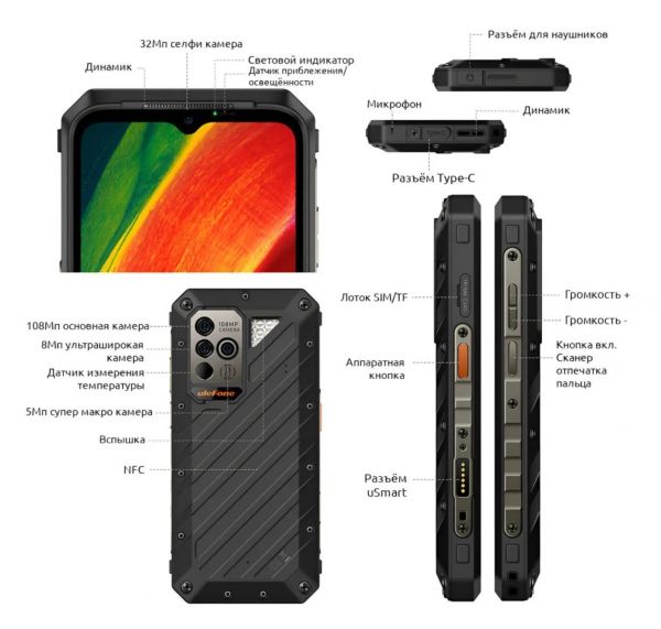 Смартфон Ulefone Power Armor 18 Ultra 12+512Гб с бесконтактным термометром