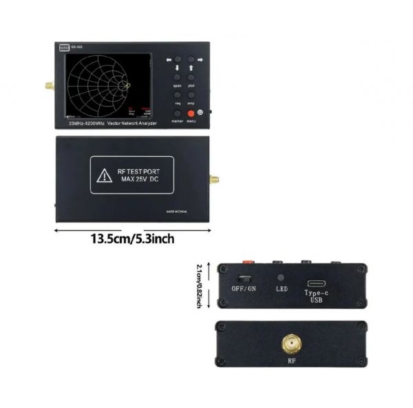 Портативный векторный анализатор сетей GS-320 6G (23-6200МГц) для Bluetooth/WiFi/5.8G/GPS/антенн и кабелей