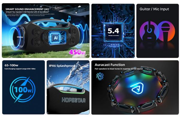 Беспроводная Bluetooth колонка Hopestar A60 ULTRA 450Вт с микрофоном