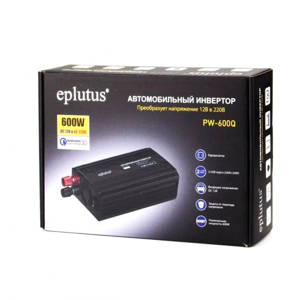 Автомобильный преобразователь напряжения Eplutus PW-600Q 12V/220V 600Вт (1200Вт)