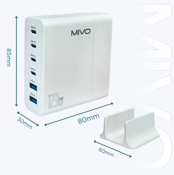 Настольное зарядное устройство Mivo MP-123Q 123W с быстрой зарядкой (QC 4.0)