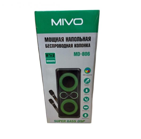 Беспроводная колонка Mivo MD-806 RGB с 2 микрофонами