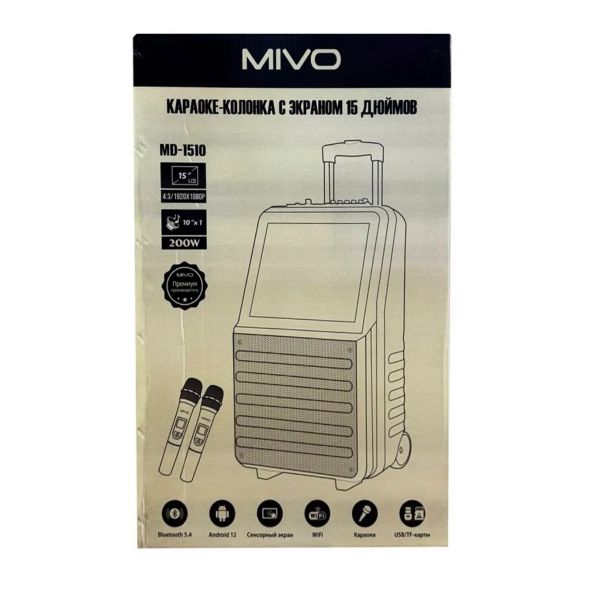 Караоке колонка Mivo MD-1510 с экраном 15" на Android 12