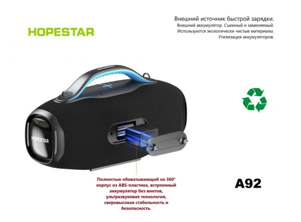 Портативная колонка Hopestar A92 750Вт с микрофоном