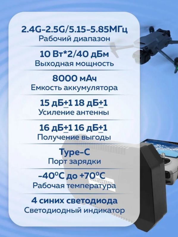 Двухдиапазонный усилитель сигнала Acasom ROC-4 10Вт на 2.4Гц и 5.8Гц 8000мАч