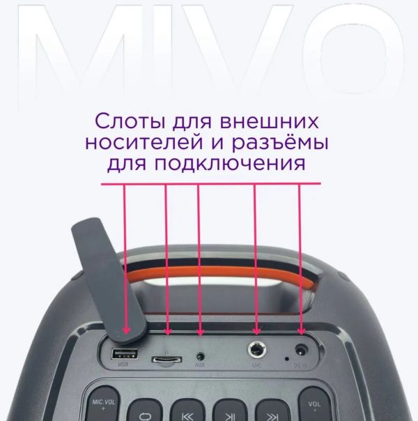Беспроводная Bluetooth колонка MIVO MD-165 PRO с беспроводным микрофоном