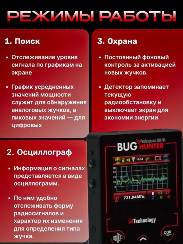 Детектор скрытых камер и жучков BugHunter Professional BH-04