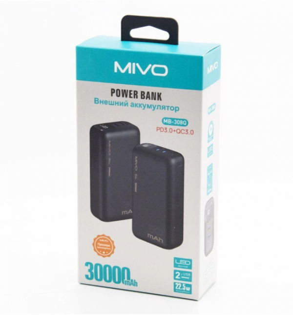 Power Bank 30000mAh Mivo MB-308Q Внешний аккумулятор с дисплеем