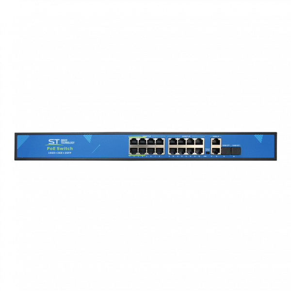 16-канальный POE коммутатор ST-S166POE (16G/2G/2S/300W/АB/4BT) PRO