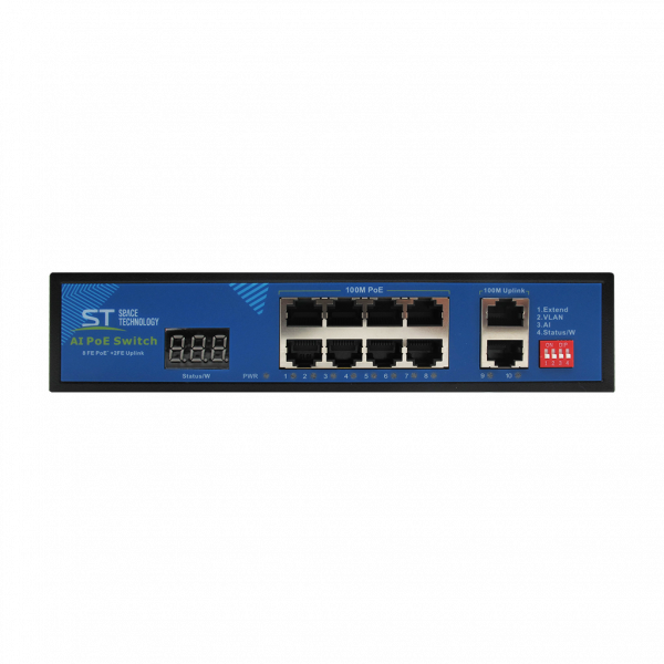 8-канальный коммутатор с экраном индикации нагрузки ST-S812POE (2M/150W/А/SC) PRO