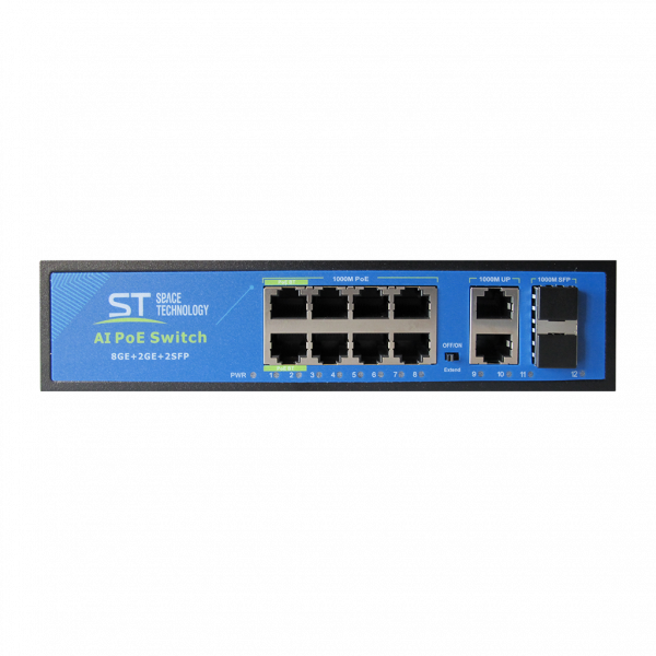 8-канальный коммутатор до 90Вт (PoE++) ST-S814POE (8G/2G/2S/150W/АB/2BT) PRO